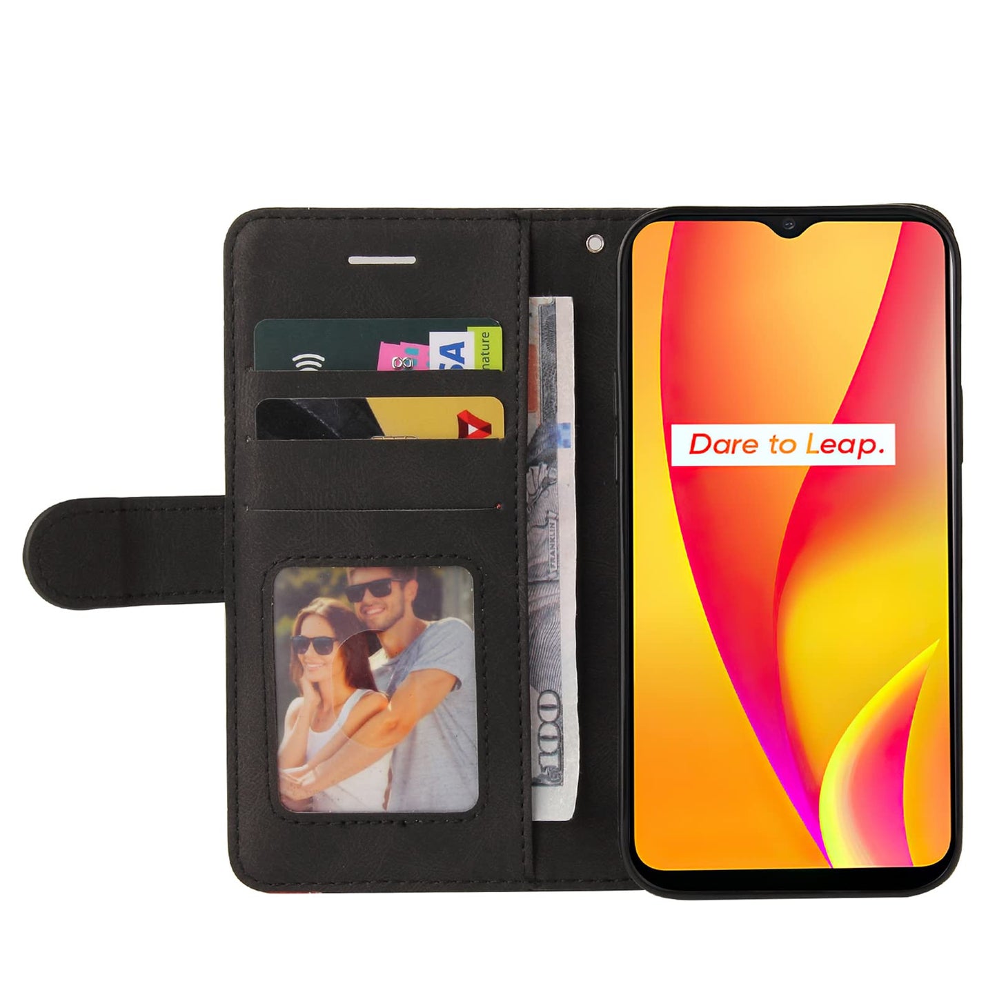 Preklopna torbica Oppo Realme C15 / C12 / C25 s režami za kartice črna