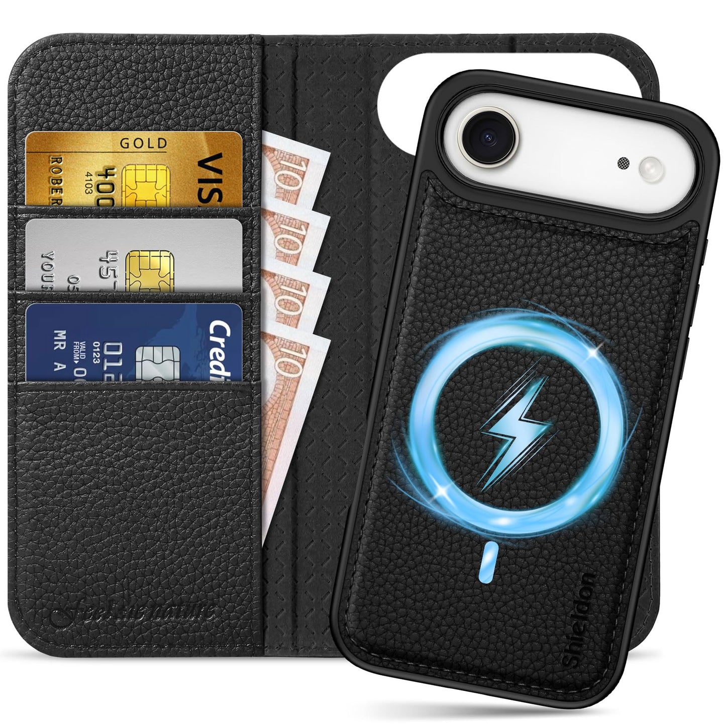 SHIELDONsnemljivovitekdenarnicazRFIDzaščitozaiPhone17Air-črna