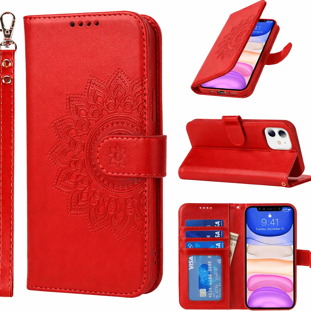 Preklopna torbica "Litchi" za iPhone 11 – crvena