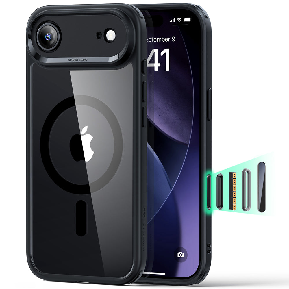 ESR Classic Hybrid HaloLock ovitek za iPhone 17 Air prozorno črn