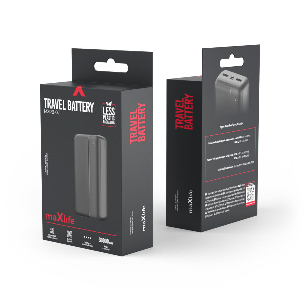 Power bank Maxlife MXPB-02, 30 000 mAh – crni