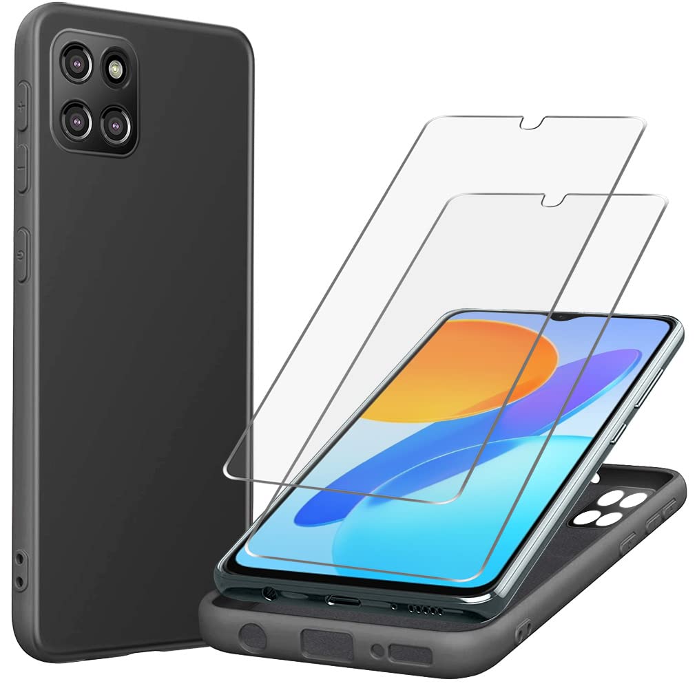 Silikonski-ovitek-2x-zascitno-steklo-Honor-X8-5G-Honor-X6-Honor-70-Lite-crna