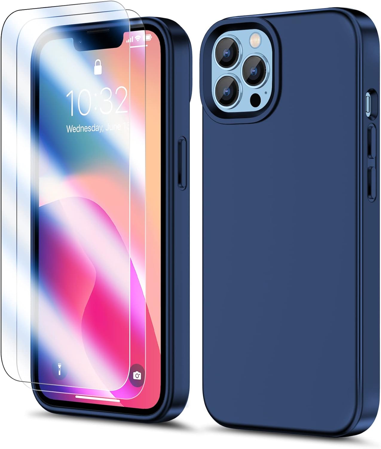 Silikonska maskica + 2× zaštitno staklo za iPhone 13 Pro – plava