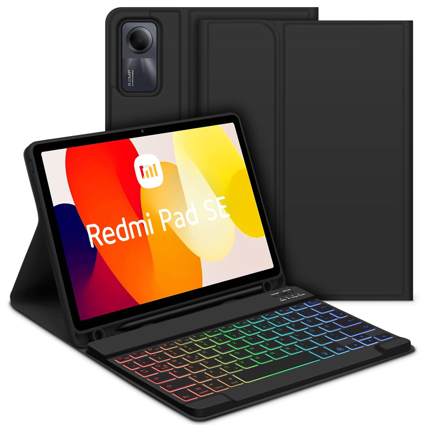 GOOJODOQ futrola s tipkovnicom Xiaomi Redmi Pad SE 11 2023 – osvijetljena QWERTZ, crna
