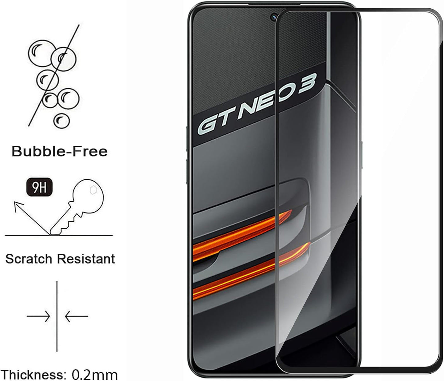 Maska + 2 zaštitna stakla za Realme GT Neo 3 – crna