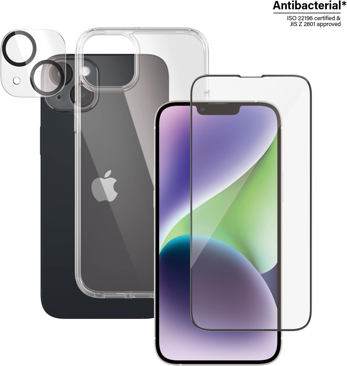 PanzerGlass™ 3-u-1 zaštitni paket za iPhone 14 Plus – Kaljeno staklo + kamera + maska