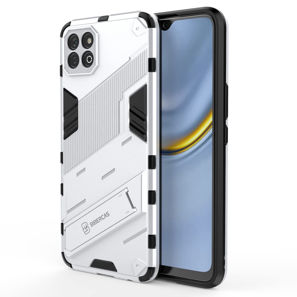 GIOPUEY hibridna maskica za Honor X8 – TPU + PC, stalak (bijela)
