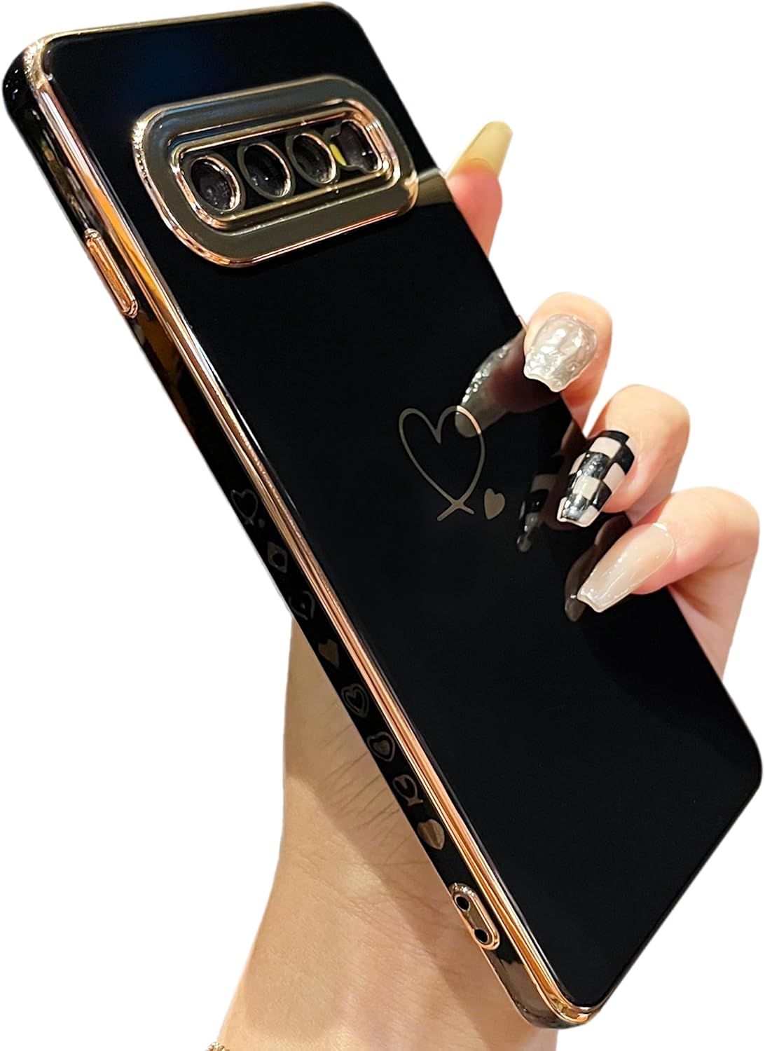 Ovitek Goldheart za Samsung Galaxy S10 – črna z zlatimi robovi
