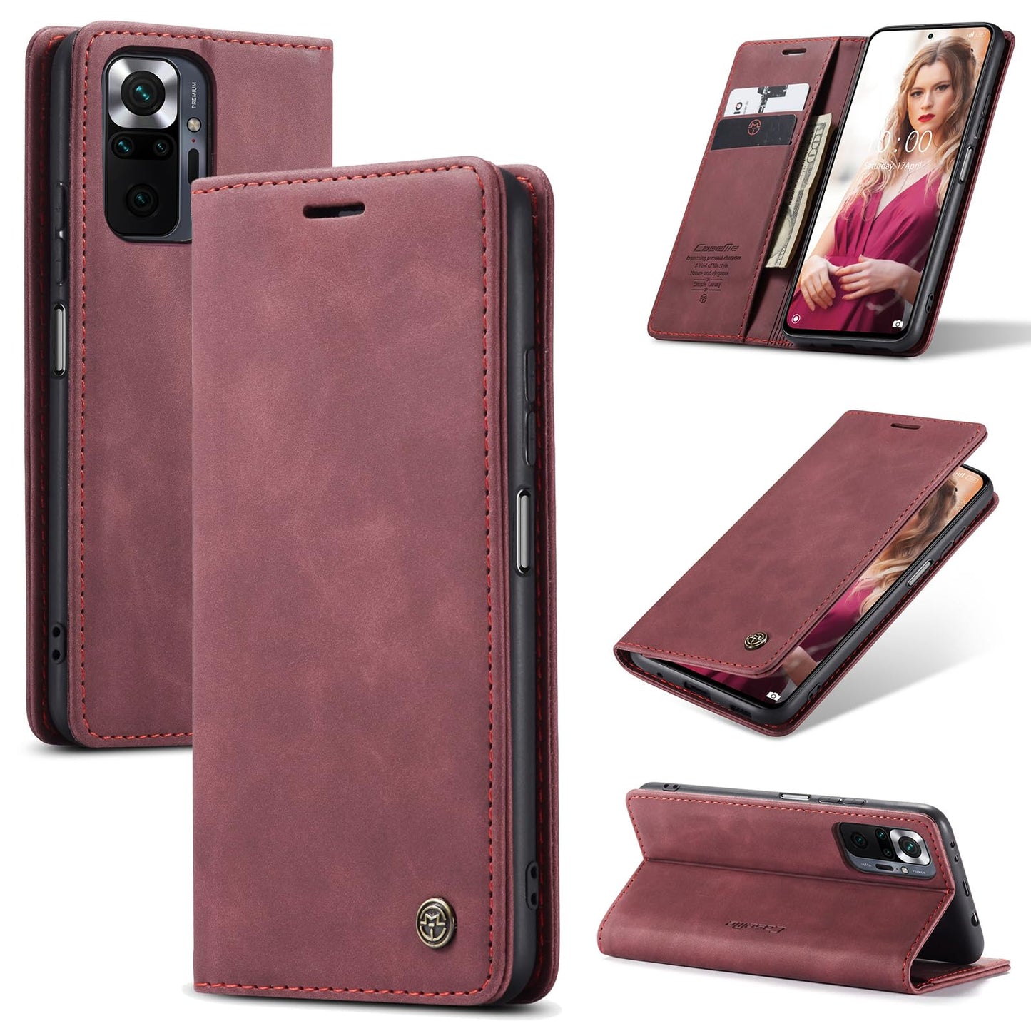 preklopna torbica bigcousin za xiaomi redmi note 10 pro vinsko rdeca