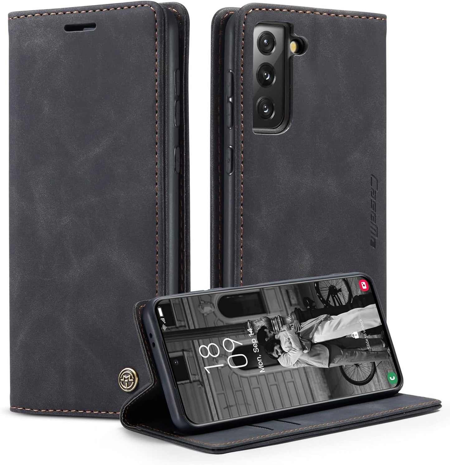 Preklopna futrola Bigcousin za Samsung Galaxy S21 FE – crna