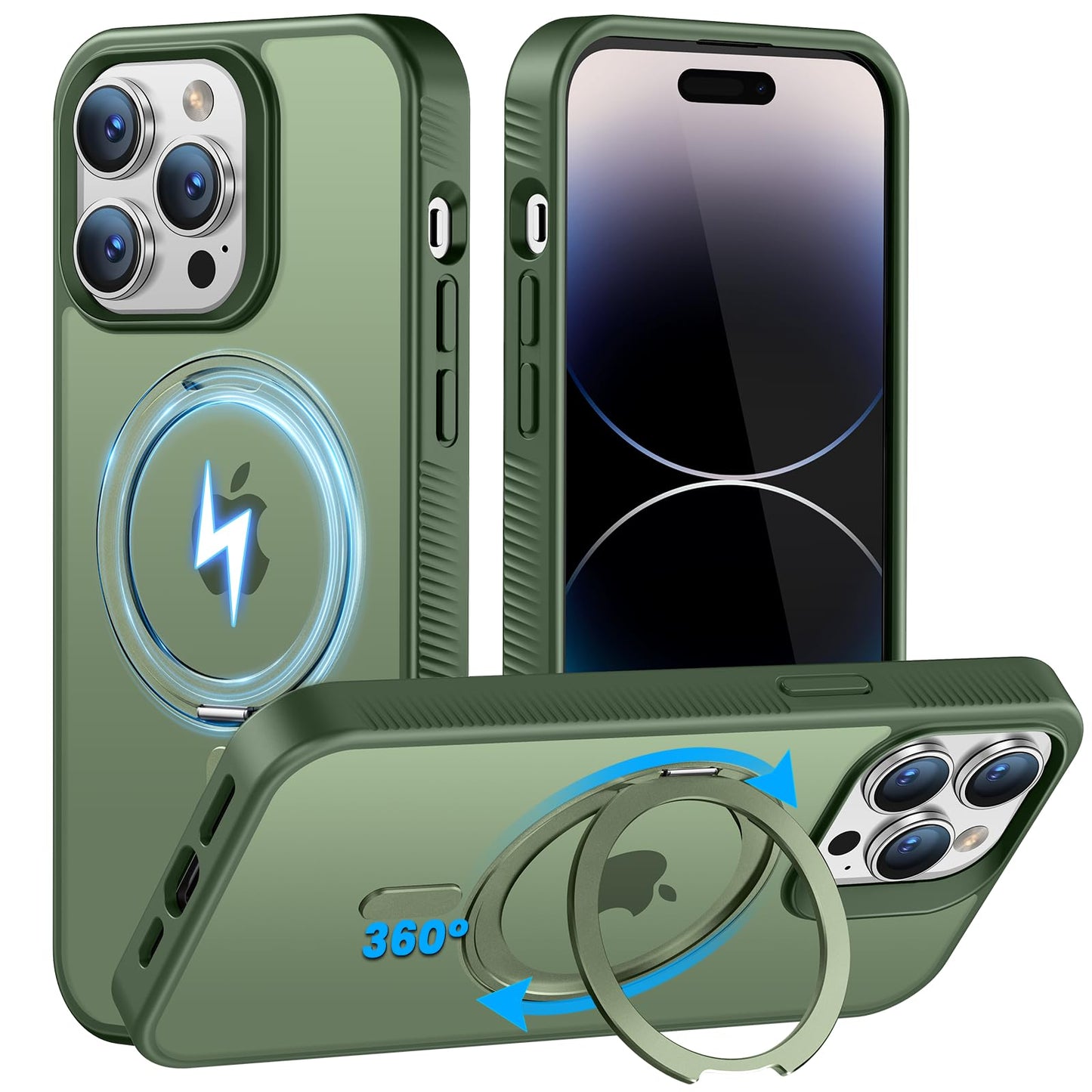 PuyaTeya MagSafe ovitek s stojalom za iPhone 14 Pro zelena