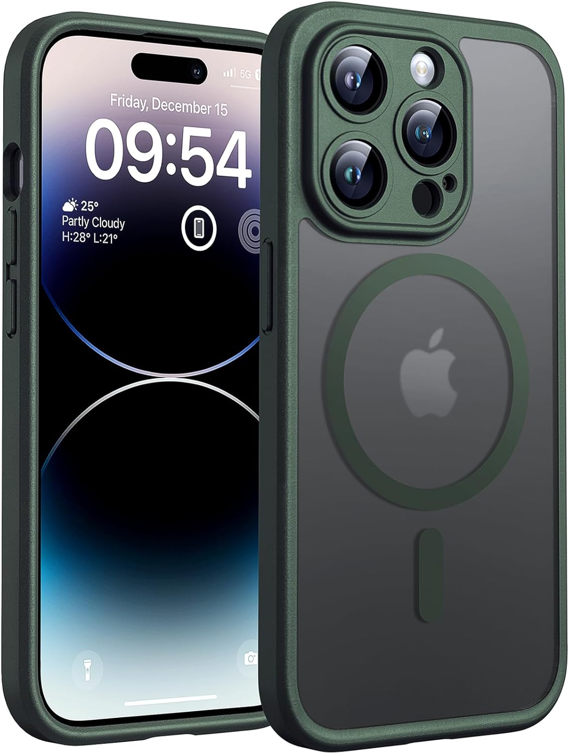 TOCOL magnetska futrola za iPhone 14 Pro (6,1") – MagSafe, mat prozirna, alpsko zelena