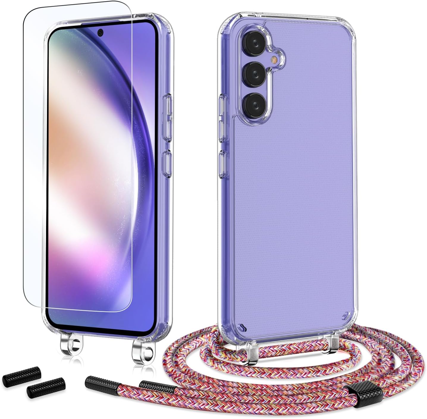 Prozirna maskica s vezicom (šarena) + zaštitno staklo za Samsung Galaxy S24 Plus