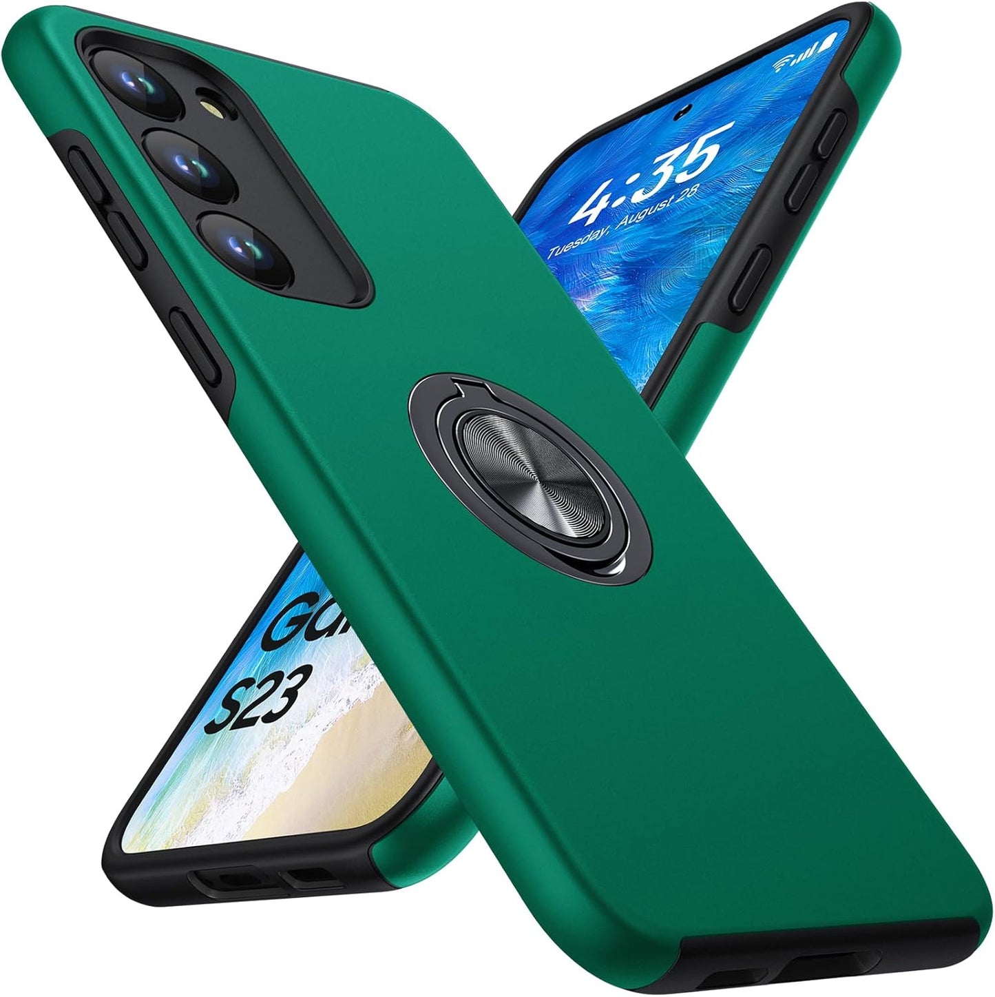 AOUIA maskica s prstenastim stalkom za Samsung Galaxy A34 5G – tamnozelena