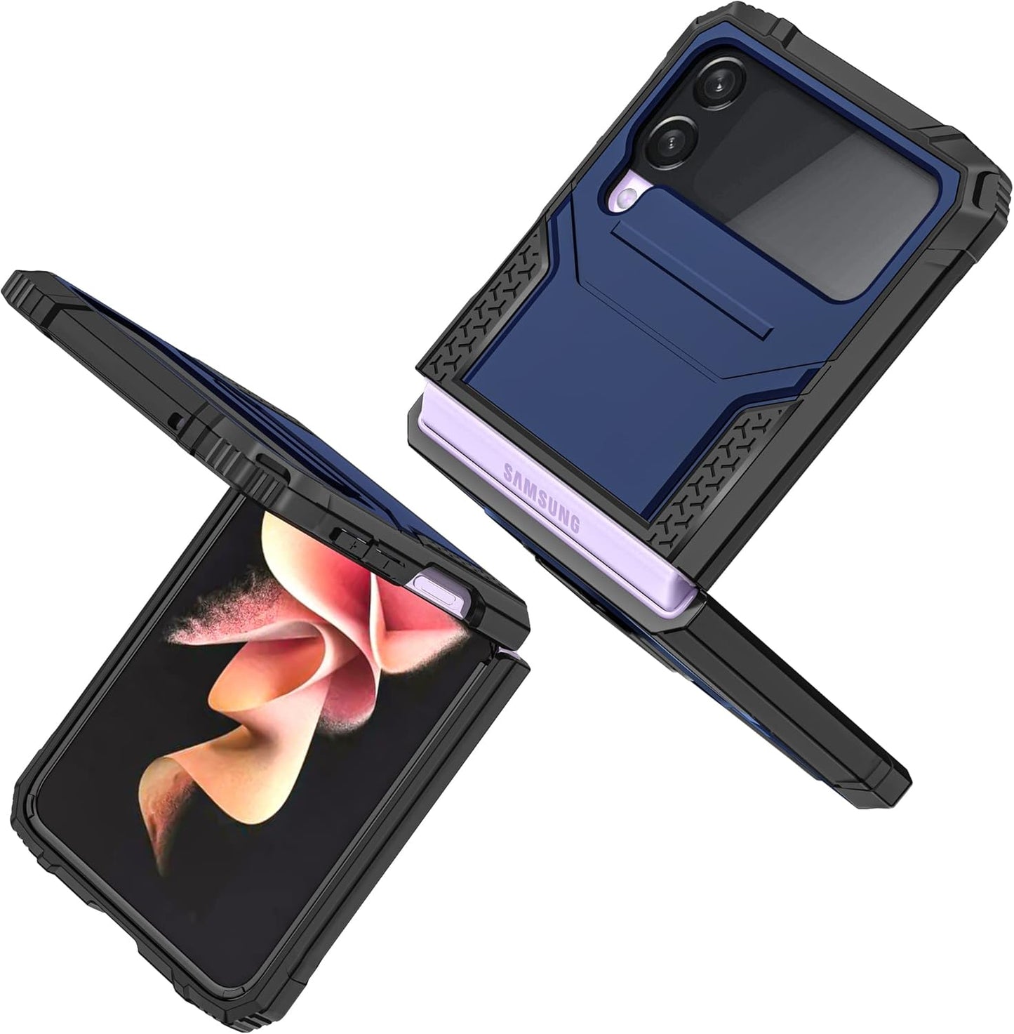 UEEBAI vojna oklopna torbica za Samsung Galaxy Z Flip 3 5G – TPU s rotirajućim prstenom i postoljem
