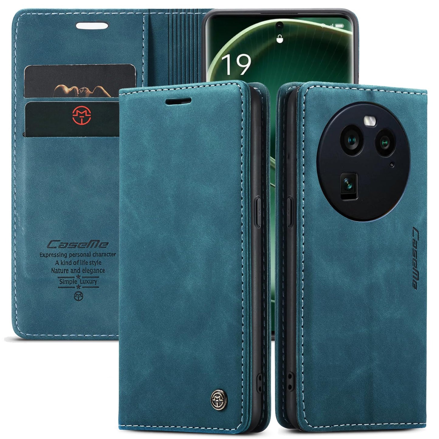 Preklopna torbica Bigcousin za OPPO Find X6 Pro zeleno modra