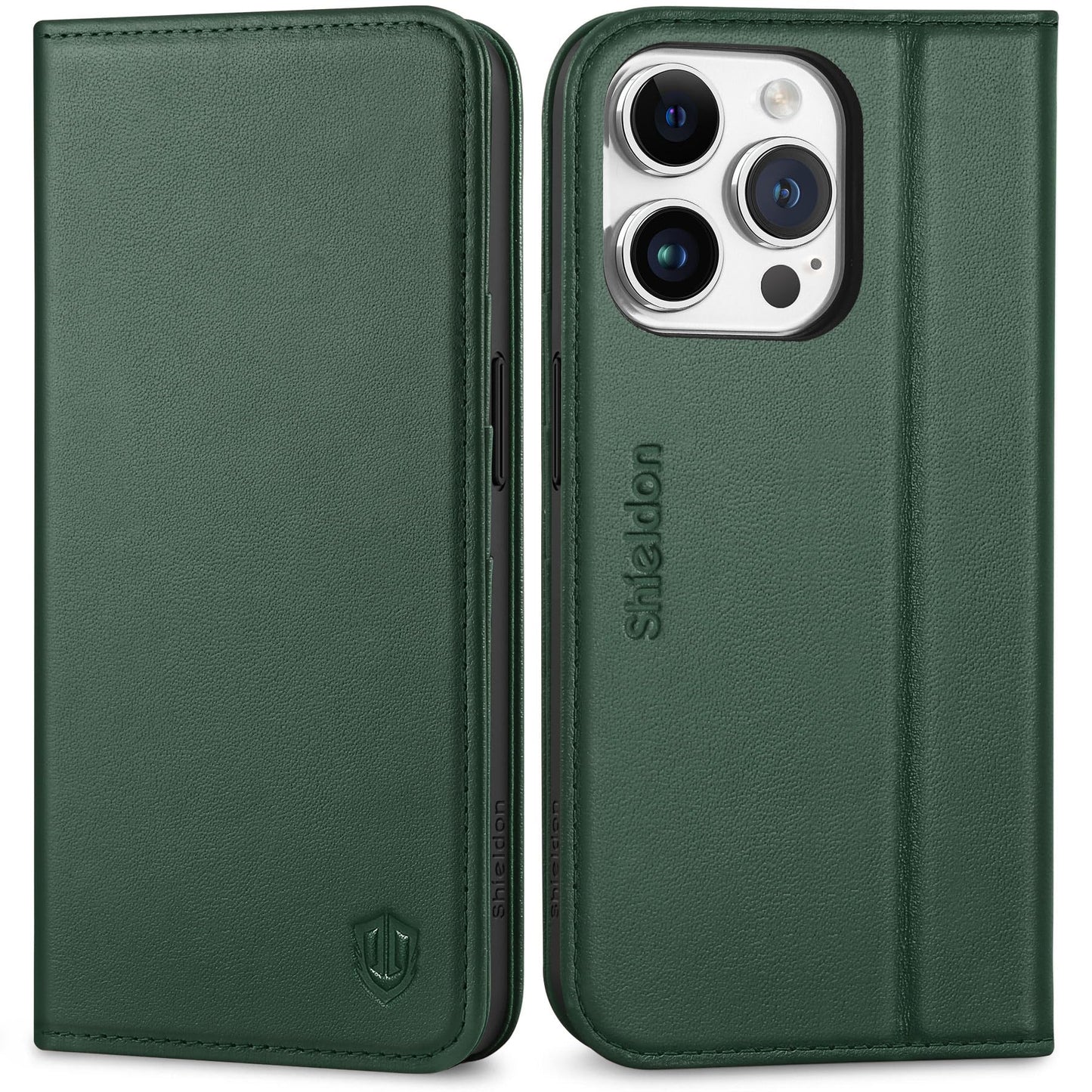 Shieldon preklopna torbica za iPhone 15 Pro temno zelena
