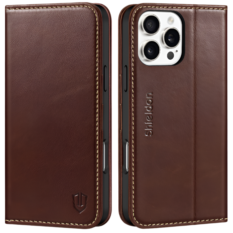 Preklopna torbica "Shieldon" iPhone 16 Pro Max – Rjava