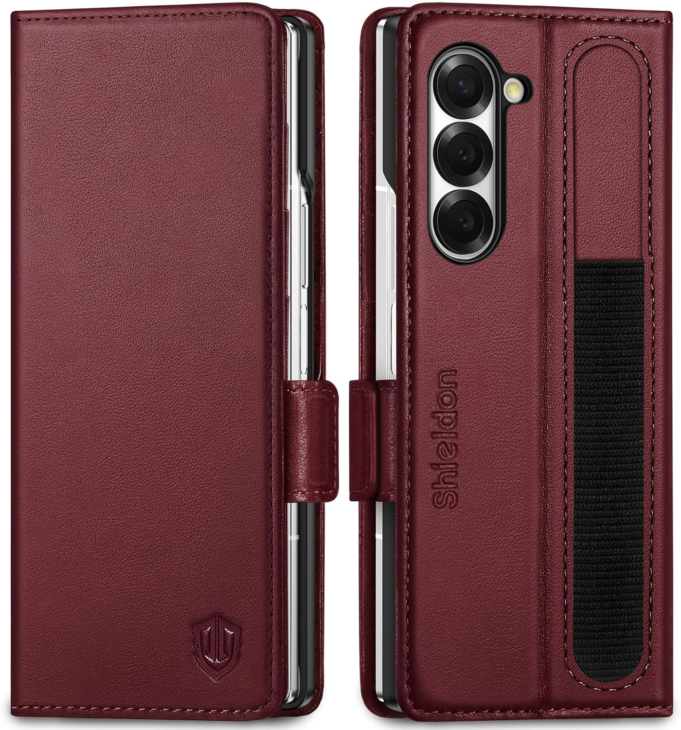 SHIELDON kožna futrola za Samsung Z Fold 6 – Bordo crvena