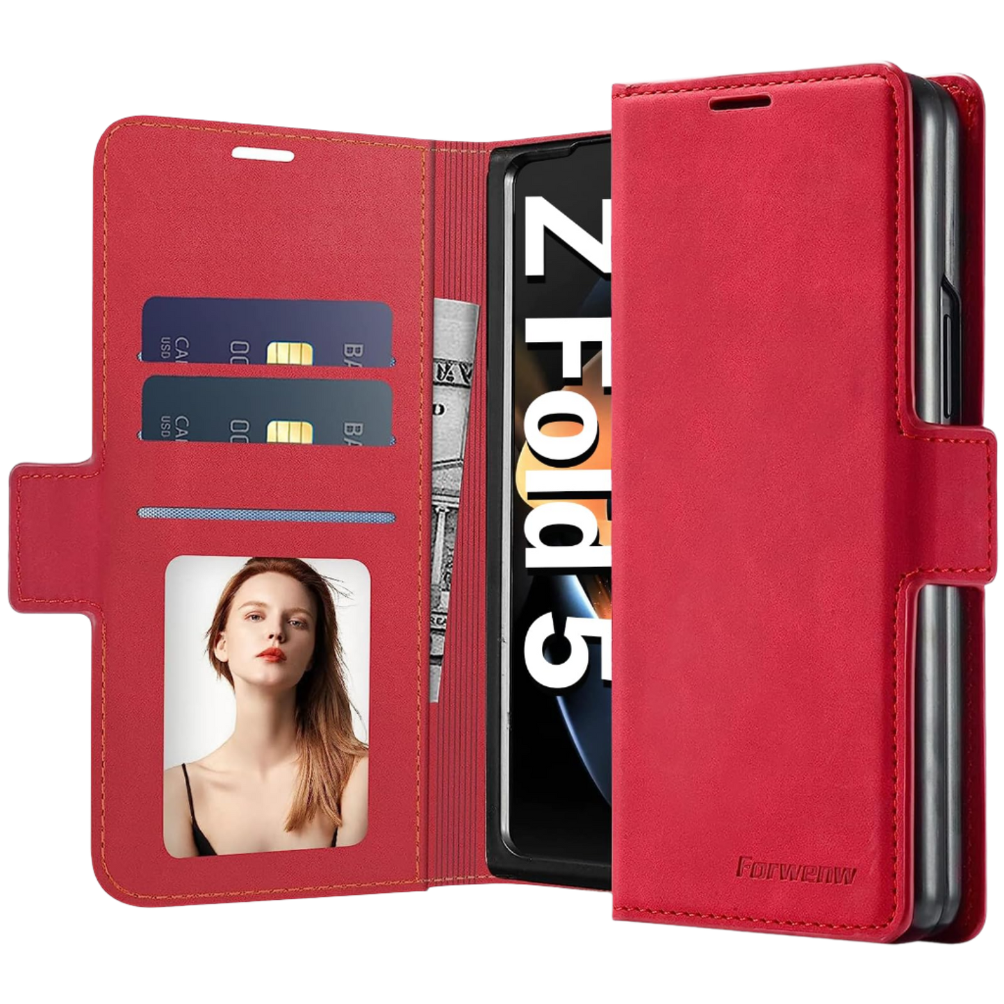 Preklopna torbica "Neivi" Samsung Galaxy Z Fold 5 – Infostyle – Rdeča