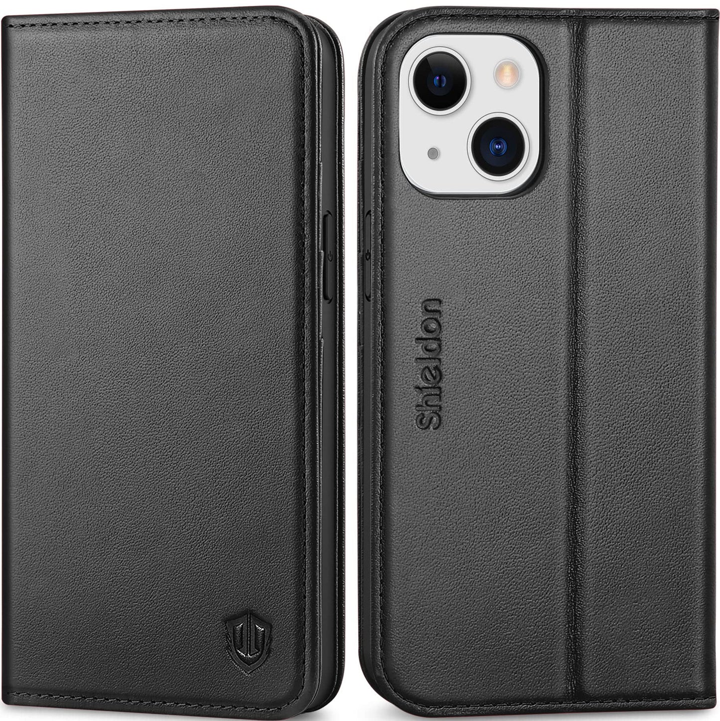 Usnjena torbica Shieldon iPhone 13 Mini črna