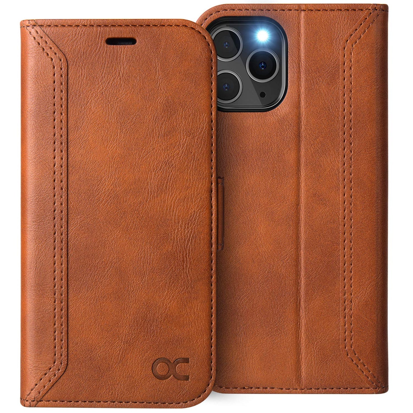 OCASE preklopna torbica za iPhone 12 / 12 Pro svetlo rjava