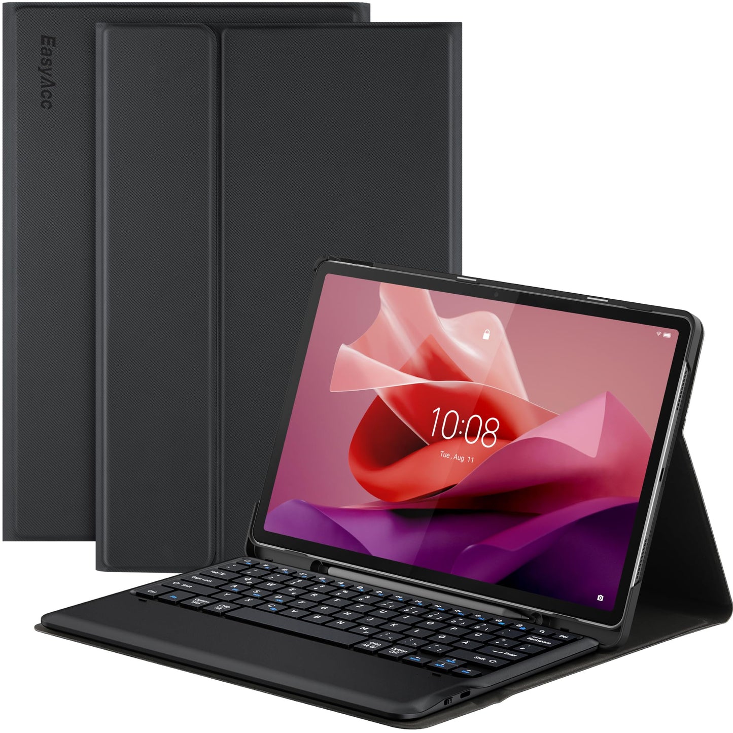 Ovitek s tipkovnico EasyAcc za Lenovo Tab P12 12.7 2023 – Bluetooth QWERTZ magnetna tipkovnica, črna