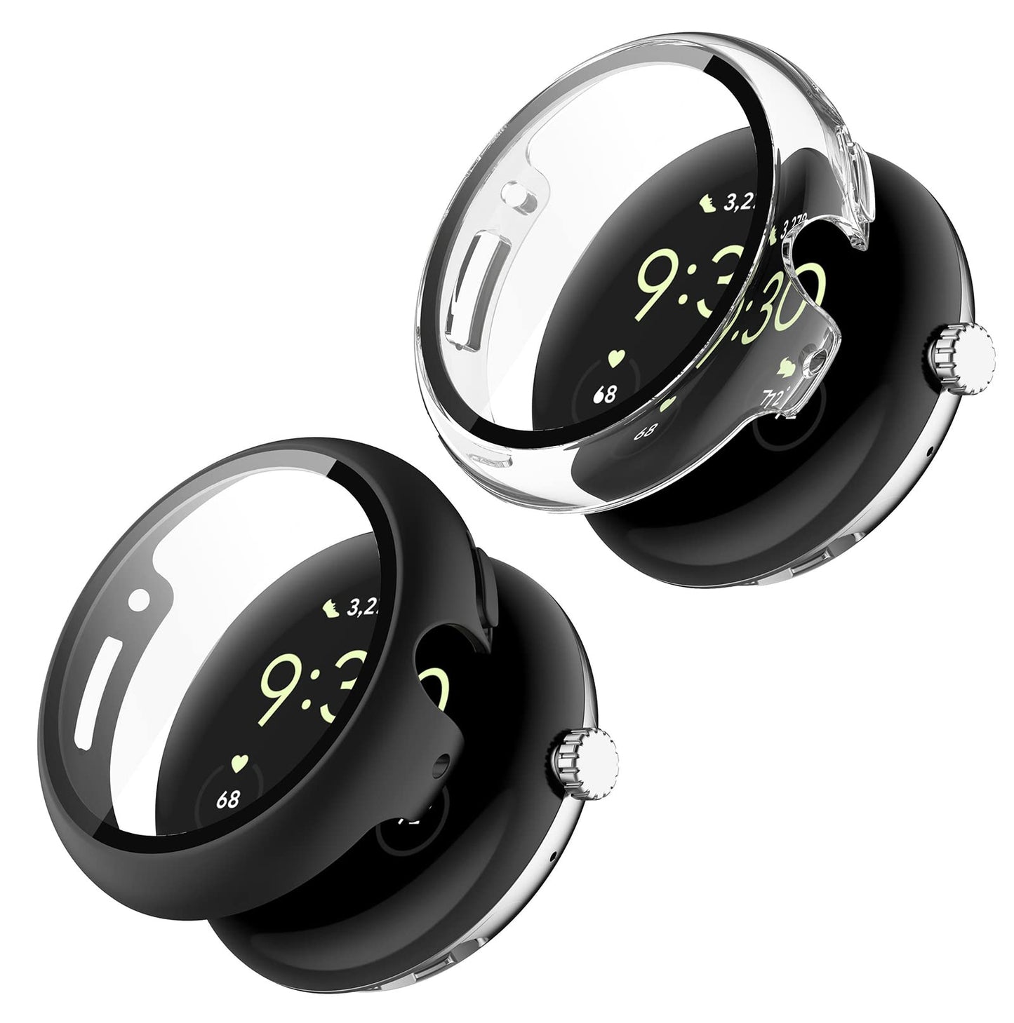 GIOPUEY zaštitna maskica za Google Pixel Watch 1/2/3 41 mm – 2 pakiranja (crna + prozirna)