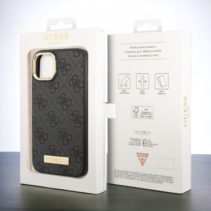 Ovitek Guess "black" za iPhone 13/14/15 s tehnologijo MagSafe (GUHMP14SU4GPRK)