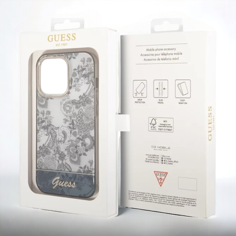 Ovitek Guess " Toile De Jouy" za iPhone 14 Pro - siva (GUHCP14LHGPLHG)