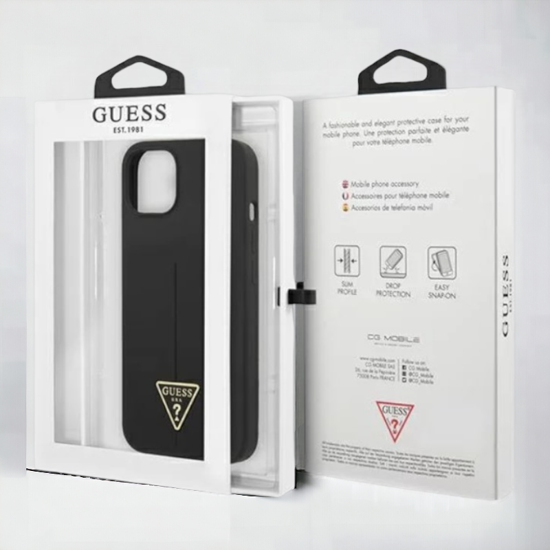 Ovitek Guess "Logo Silicone Triangle" za iPhone 13/13 Pro - črna (GUHCP13LSLTGK)