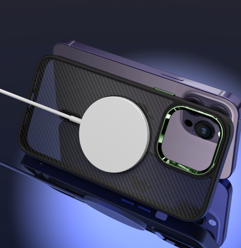 Ovitek "Magnetic Carbon - MagSafe" za iPhone 11/XR - Zelena – Tel Protect