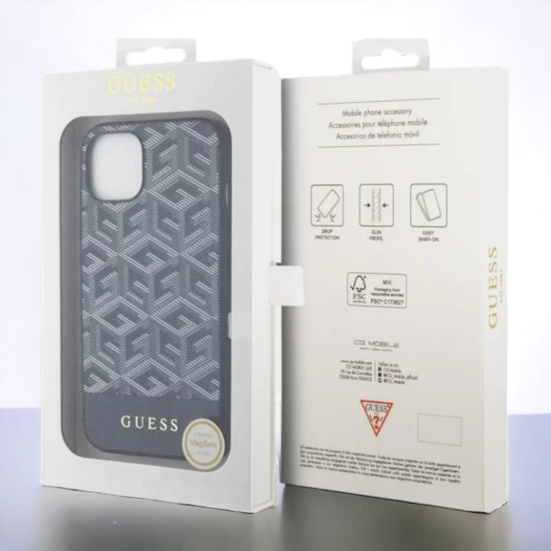 Ovitek Guess "Cube BLACK" za iPhone 14 Pro s tehnologijo MagSafe (GUHMP14LHGCFSEK)