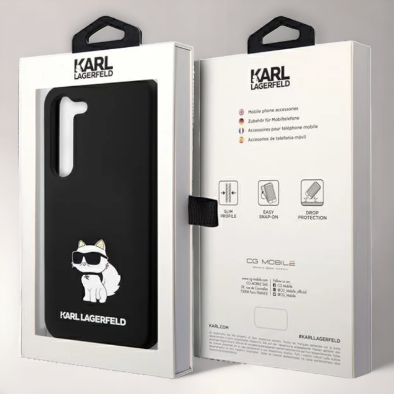 Silikonski ovitek Karl Lagerfeld "Liquid Silicone Choupette" za Samsung Galaxy S23 (KLHCS23SSNCHBCK)