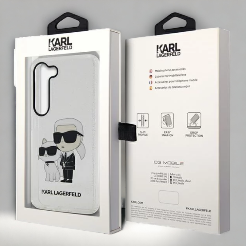 Silikonski ovitek Karl Lagerfeld "Karl & Choupette - glitter" za Samsung Galaxy S23 Plus (KLHCS23MHNKCTGT)