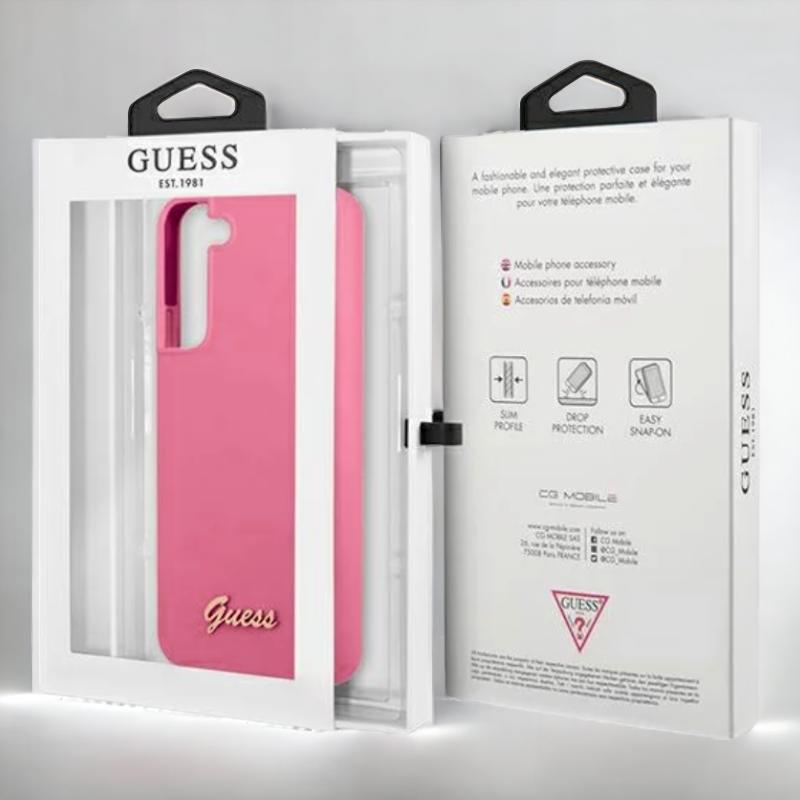 Ovitek Guess "fuchsia - Metal Logo" za Samsung Galaxy S22 Plus (GUHCS22MLSLMGFU)