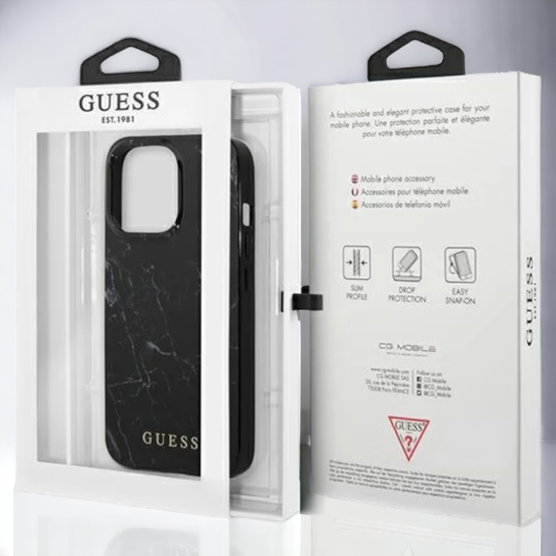 Ovitek Guess "Black marble" za iPhone 13 Pro Max/12 Pro Max (GUHCP13XPCUMABK)