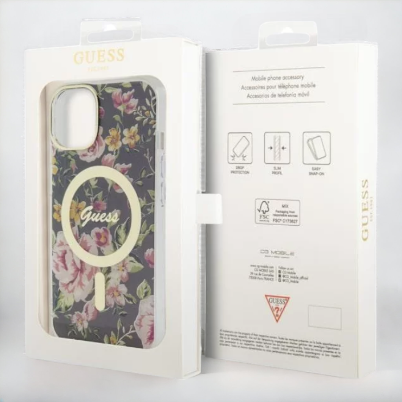 Ovitek Guess "Flower" za iPhone 14 Pro Max s tehologijo MagSafe (GUHMP14XHCFWSK)