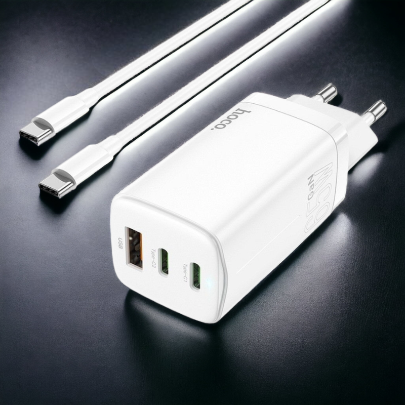 Komplet hišni polnilec "N16 mini" za hitro polnjenje in kabel USB C - 65W – Hoco