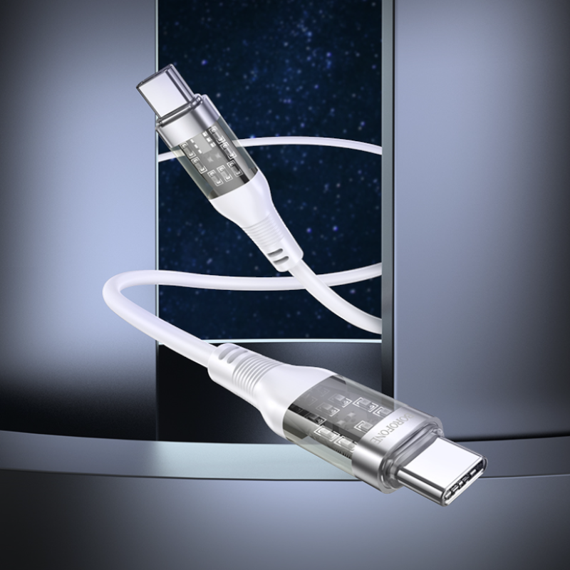 Polnilni kabel "Transparent shell" USB C - USB C 60W – Borofone