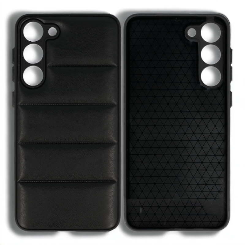 Silikonski ovitek "Striped Leather 3D" za Samsung Galaxy S23 Plus - črna – Infostyle