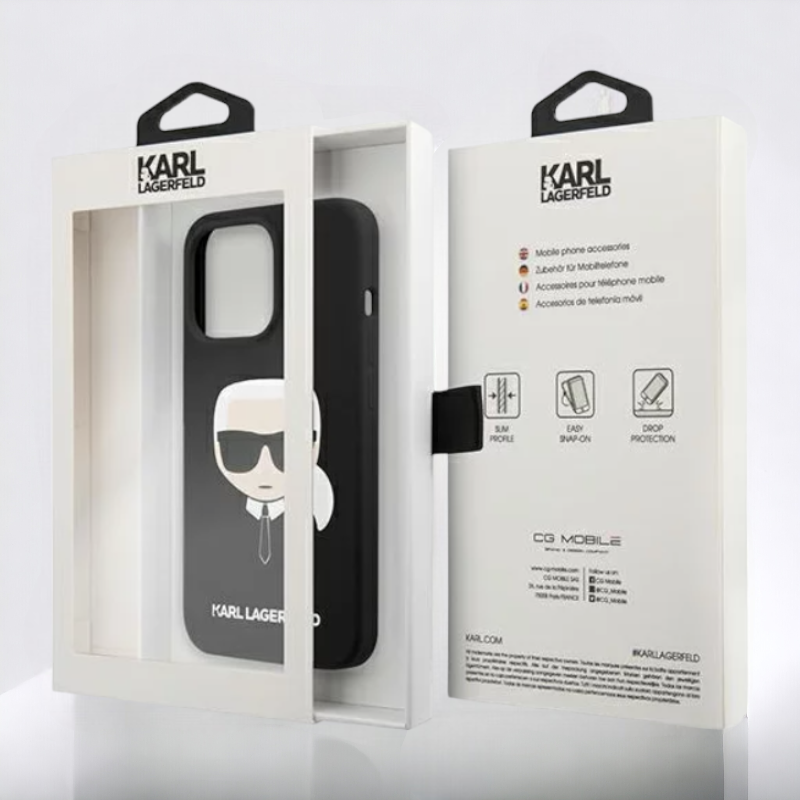 Ovitek Karl Lagerfeld "Karl's Head - black" za iPhone 14 Plus/15 Plus (KLHCP14MSLKHBK)