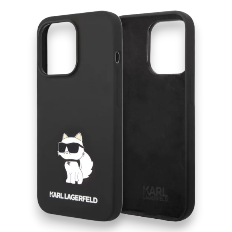 Silikonski ovitek Karl Lagerfeld "Liquid Silicone Choupette" za iPhone 15 Pro (KLHCP15LSNCHBCK)