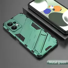 GIOPUEY hibridna torbica za Honor X8 – TPU + PC, postolje (vojno zelena)