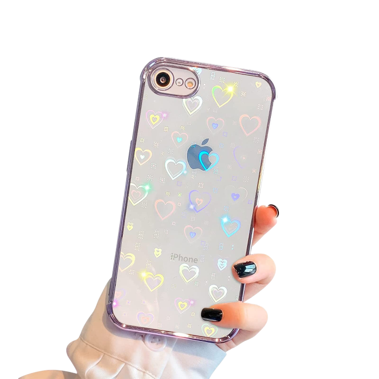 Ovitek za telfeon "Glitter heart" iPhone 7/8/SE – Infostyle – Prozorna