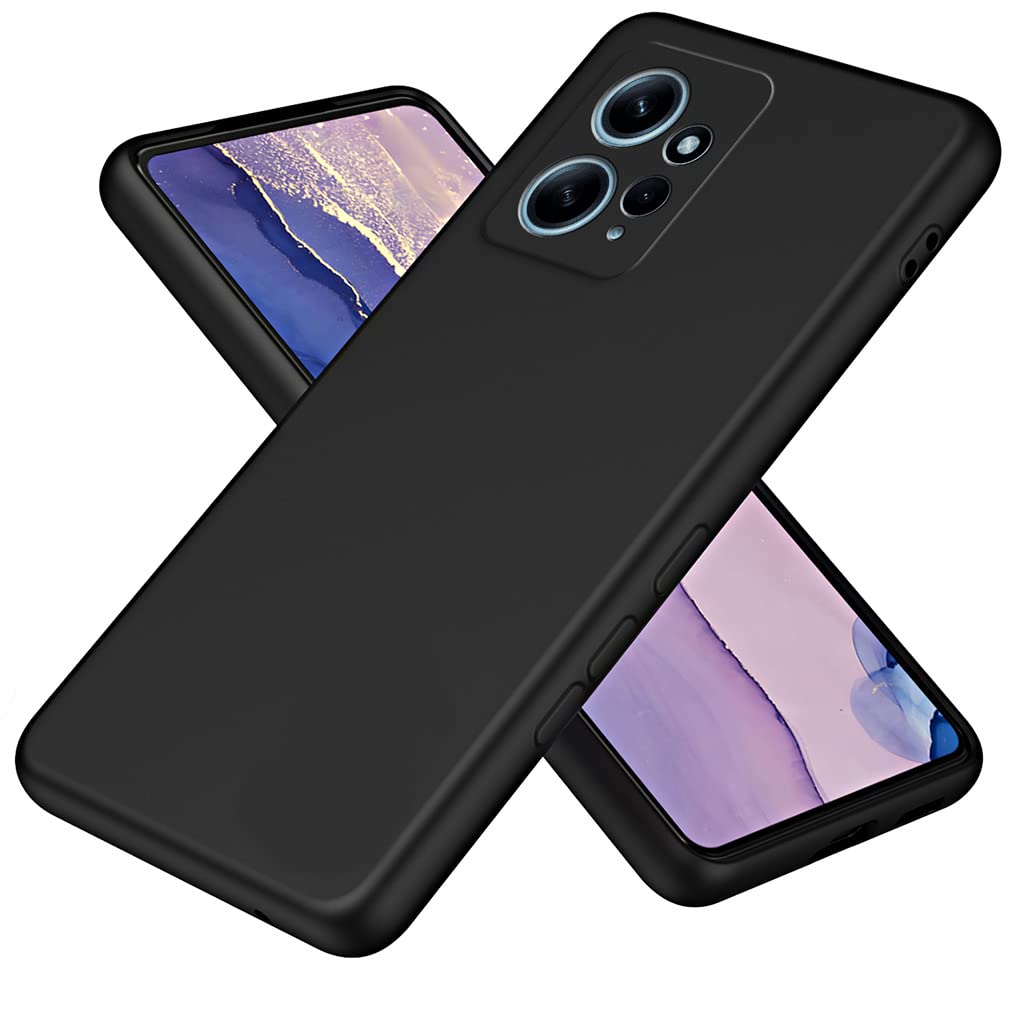 SEAHAI tekoči silikonski ovitek za Xiaomi Redmi Note 12 4G - Ultra Tanek, Zaščita Pred Udari, Črna