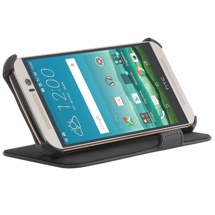 Ovitek za telefon "StilGut®" s stojalom za HTC One M9 – Črna