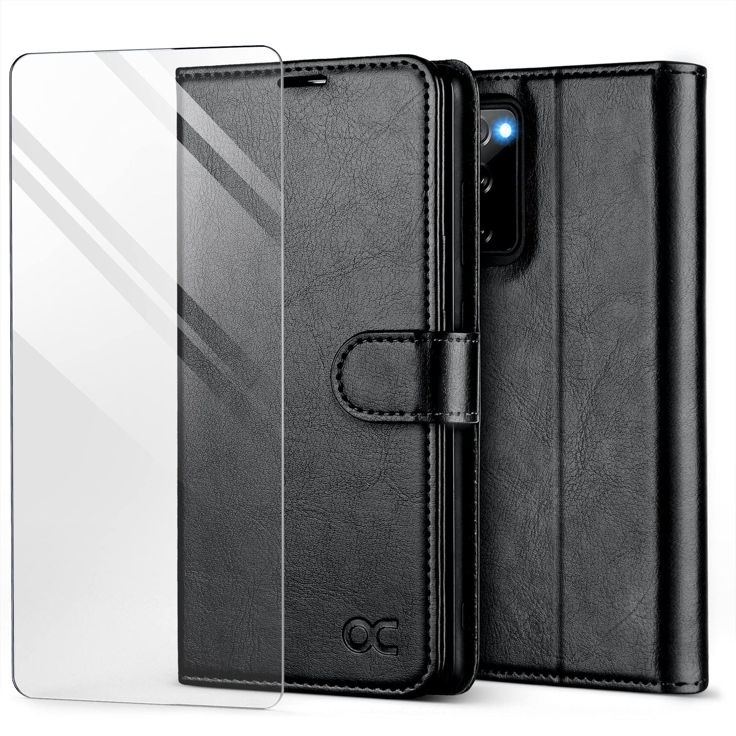 OCASE preklopna torbica Samsung Galaxy S20 FE črna z zaščitnim steklom