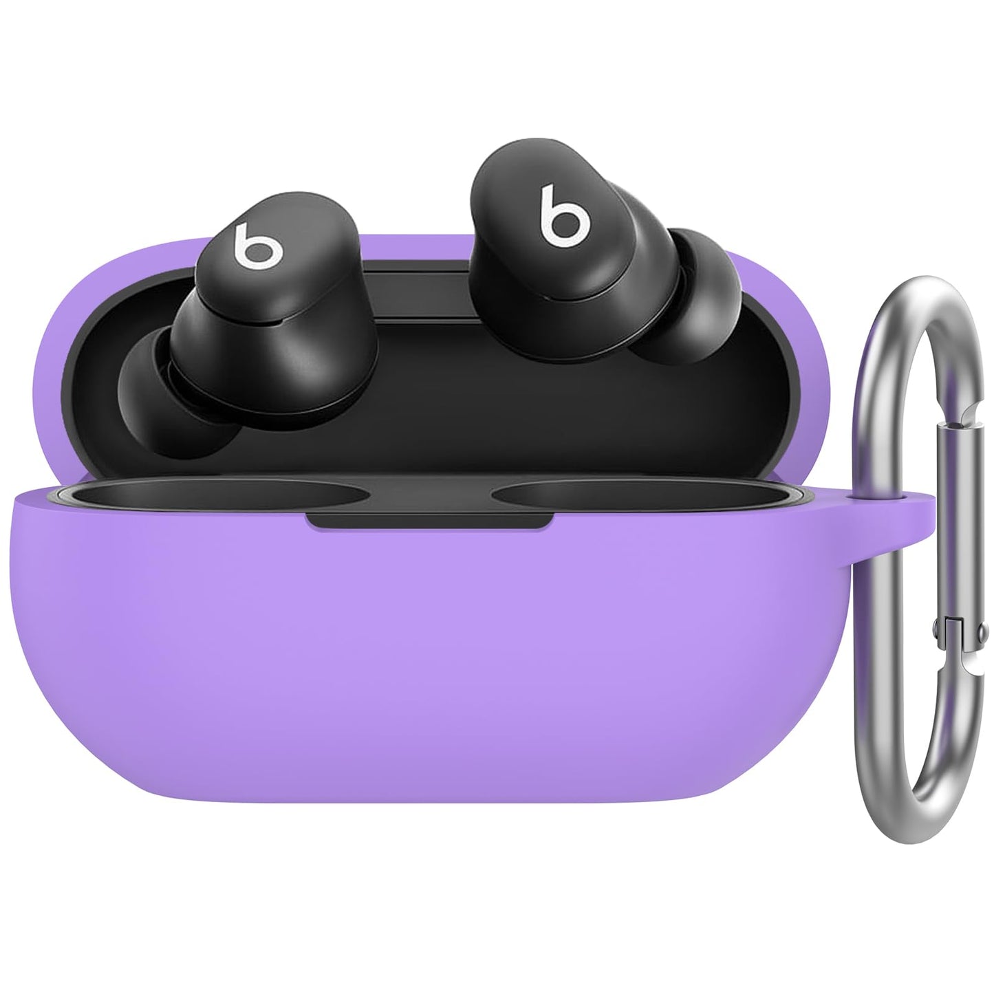 Silikonska torbica za Beats Solo Buds (2024) – ljubičasta + karabiner