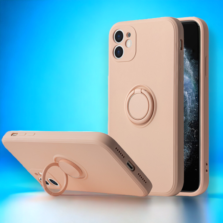 Silikonski ovitek "Silicone Ring" z držalom za Samsung S22 Ultra - Roza – Vennus – Svetlo roza / TPU silikon